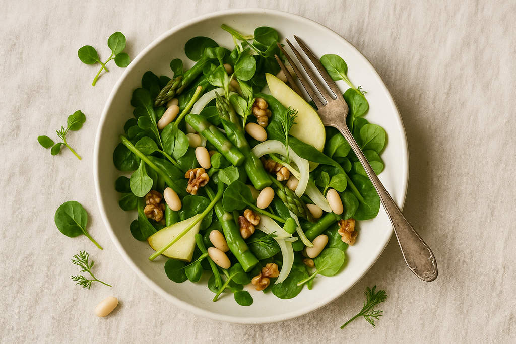Asparagus, Pear and Watercress Salad with White Beans